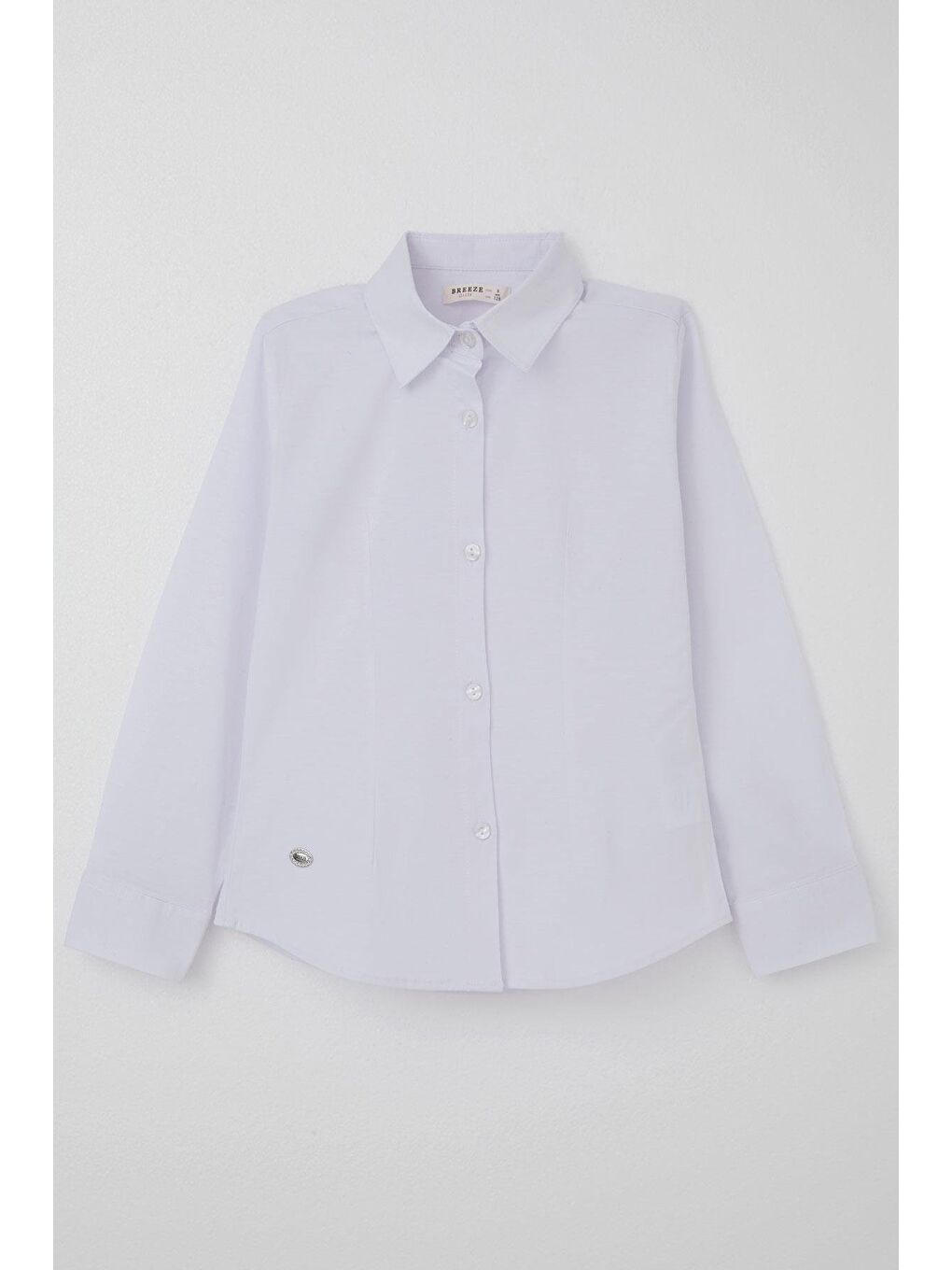 Kız Çocuk Gömlek Belden Oturtma Düğmeli Arma Detaylı Beyaz (8-12 Yaş)-1