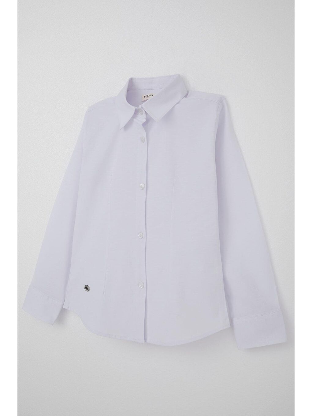 Kız Çocuk Gömlek Belden Oturtma Düğmeli Arma Detaylı Beyaz (8-12 Yaş)-3