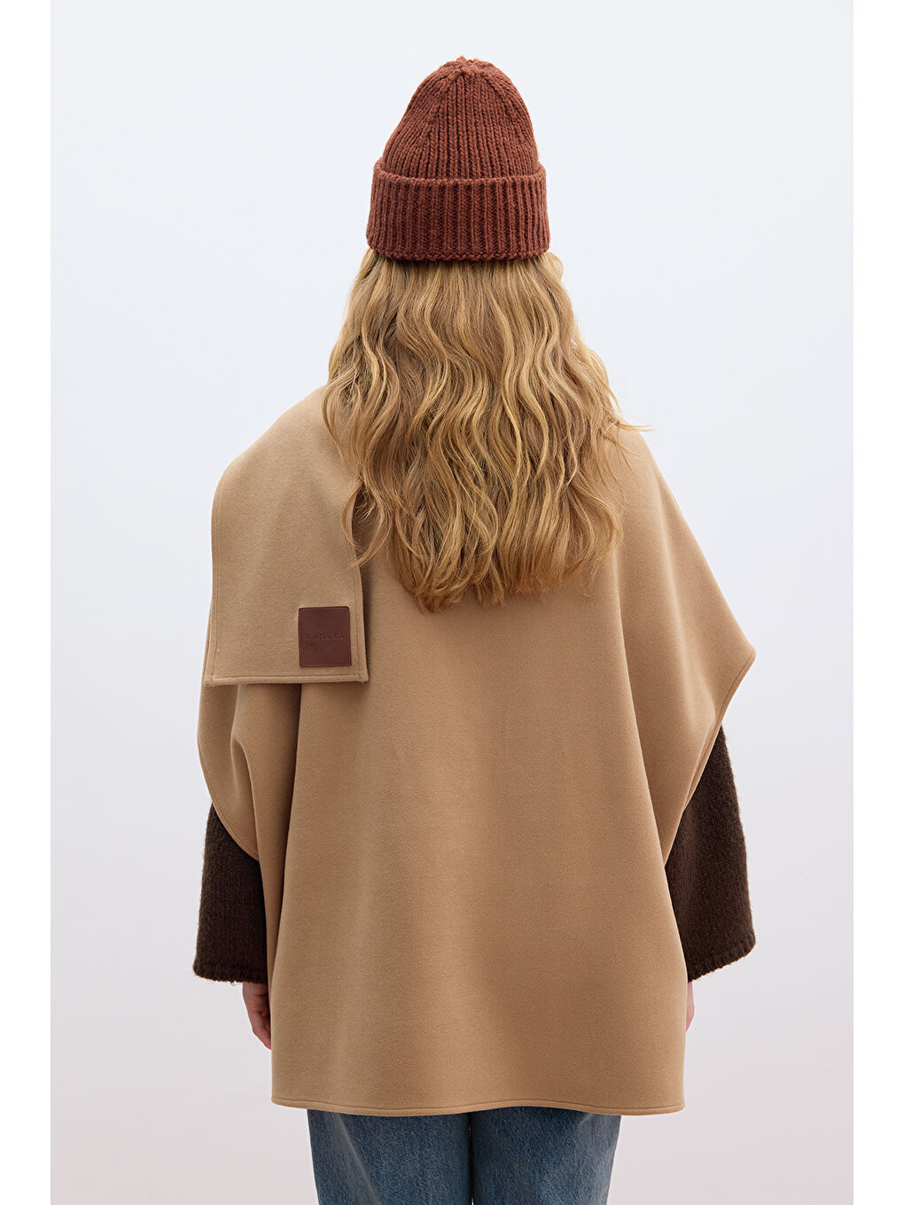 Kahverengi Atkılı Kaşe Panço Camel-7