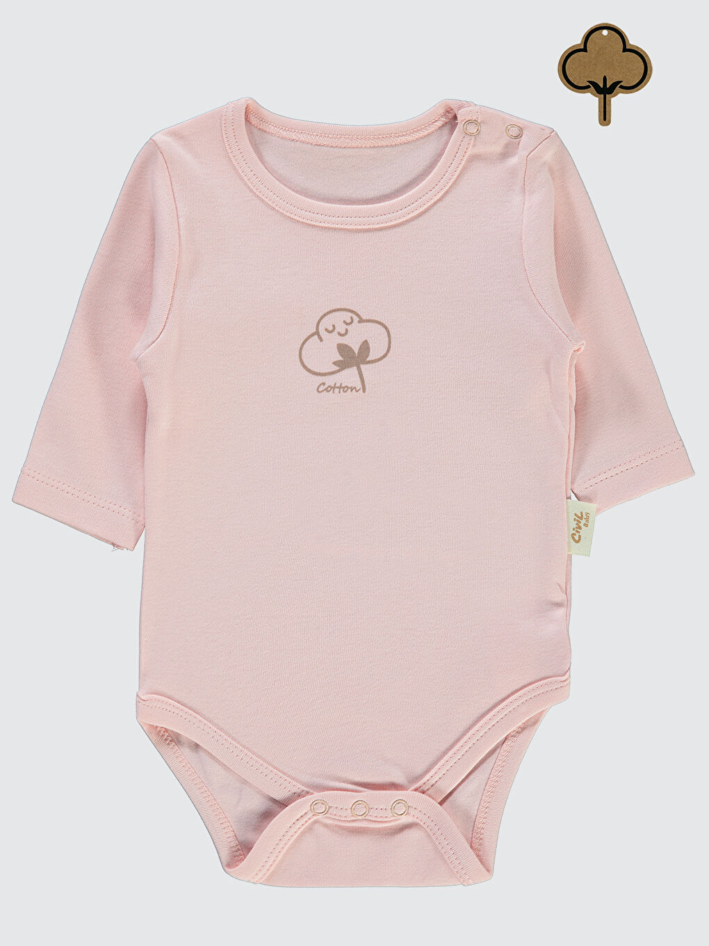 Baby Bebek Organik Çıtçıtlı Badi 0-18 Ay Pembe
