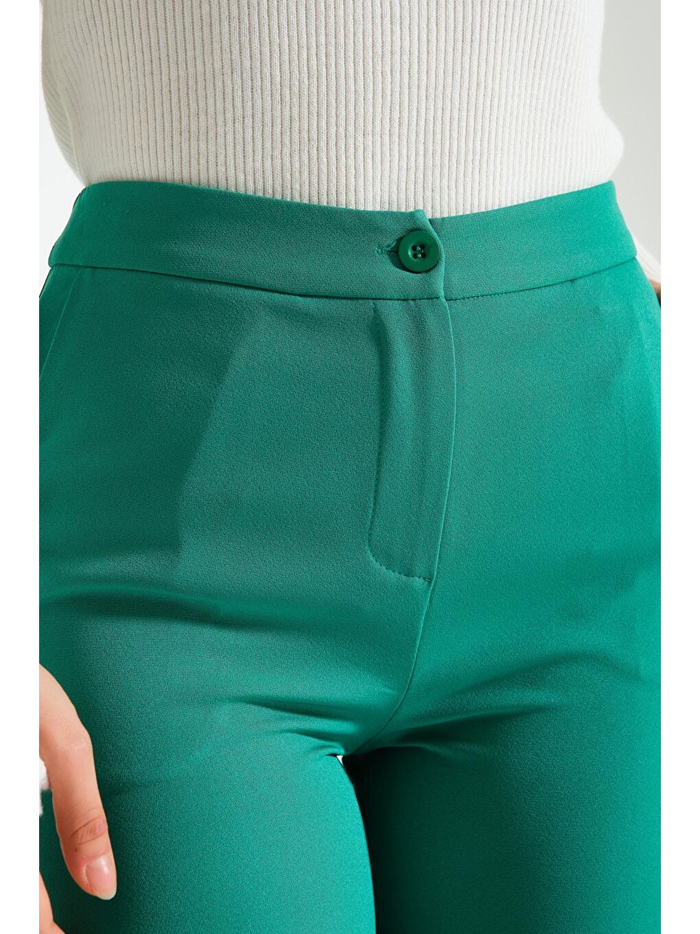 Mizalle Yeşil Double Basic Yeşil Pantolon - 4