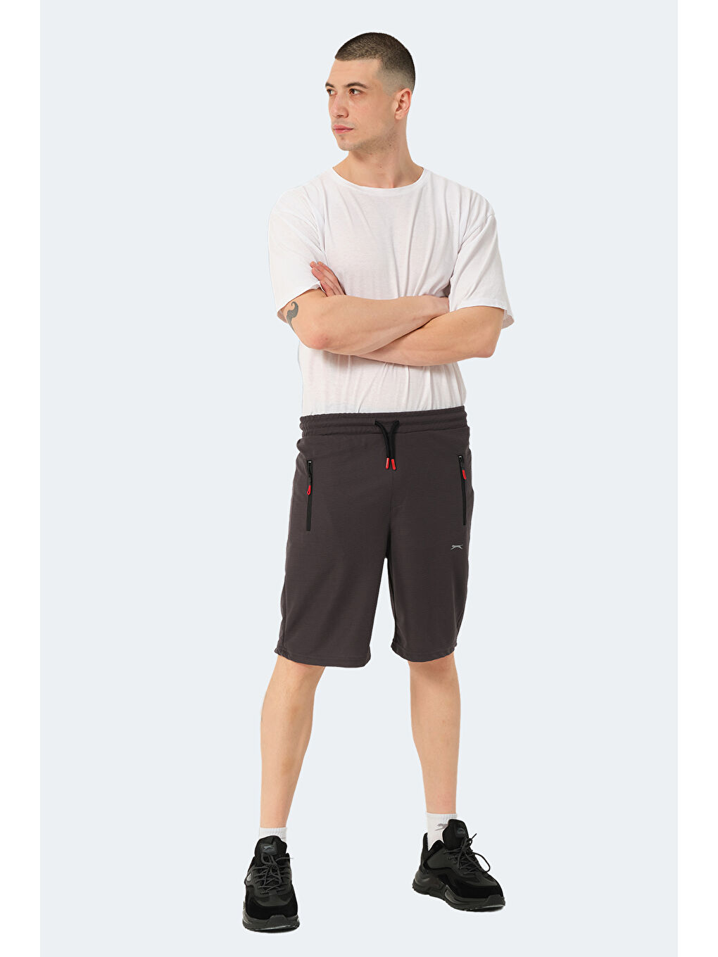 OSAMU Erkek Cepli Koyu Gri Şort-1