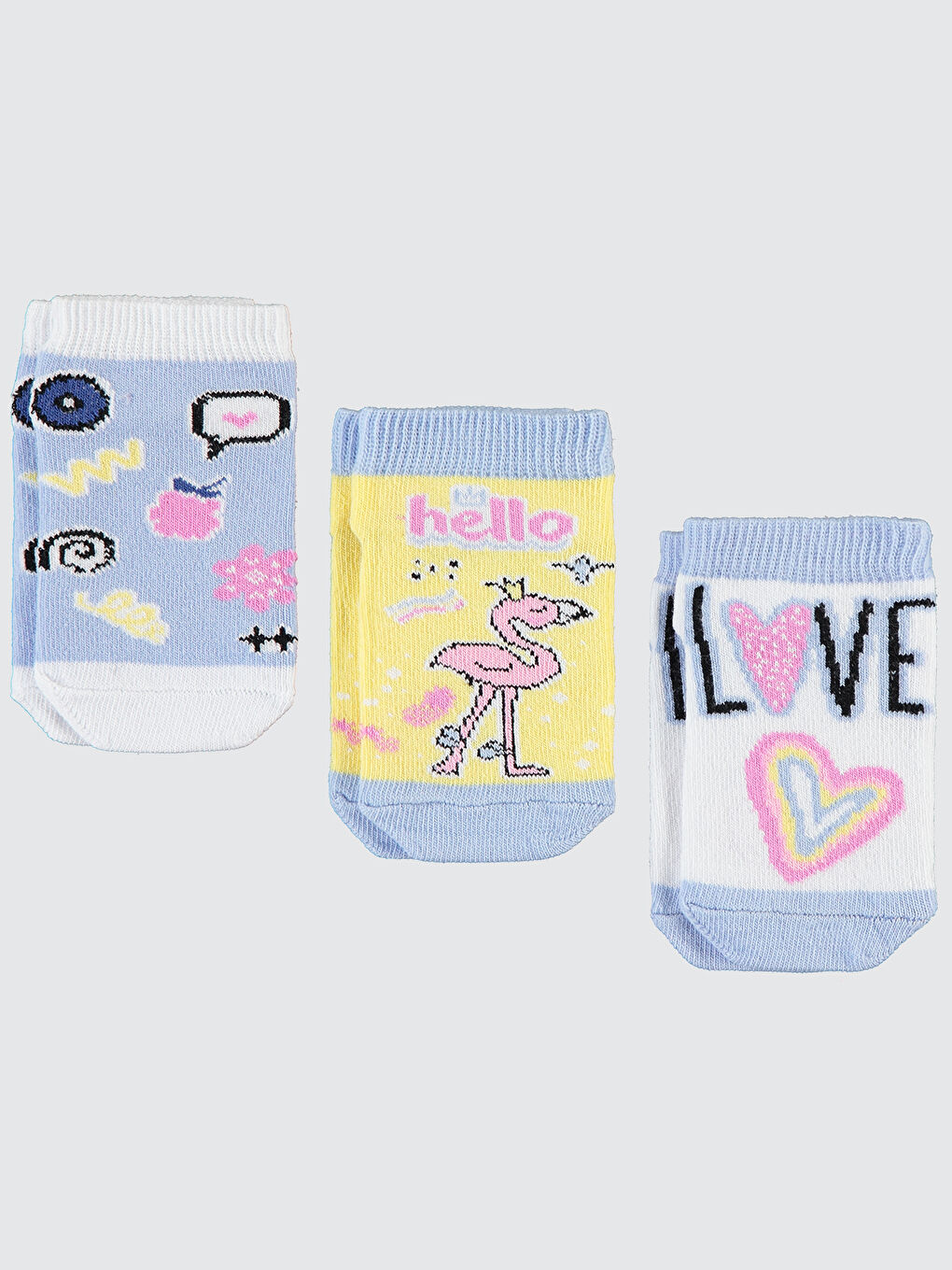 Girls Kız Çocuk 3'lü Patik Çorap 3-12 Yaş Lila