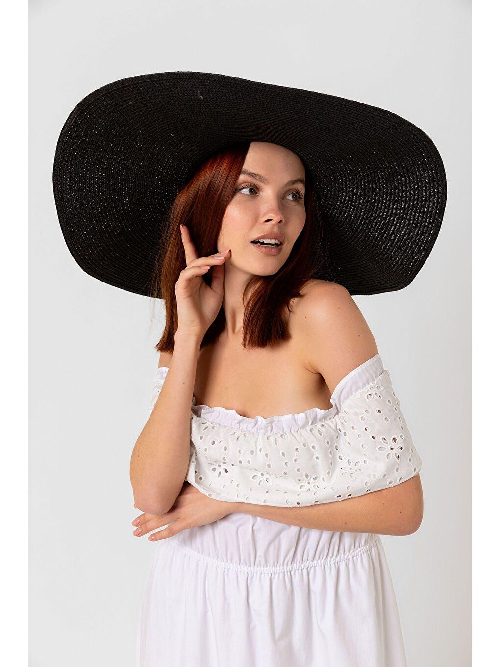 Siyah Kurdelalı Ekstra Geniş Hasır Şapka Hsr2039 Kutulu Gönderim-2