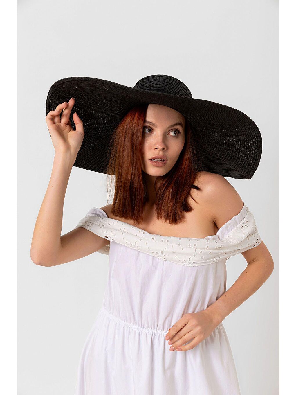 Siyah Kurdelalı Ekstra Geniş Hasır Şapka Hsr2039 Kutulu Gönderim-4