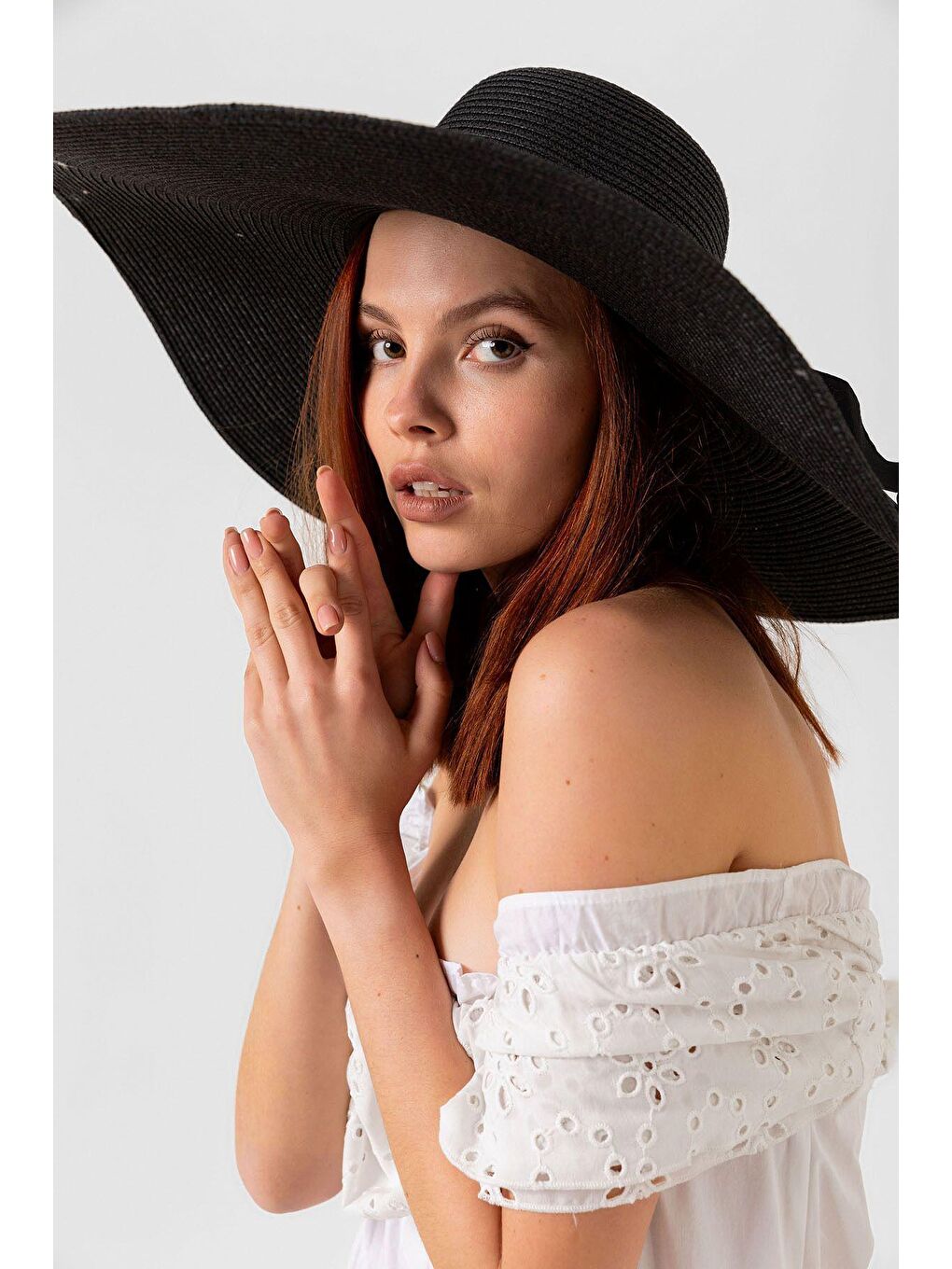 Siyah Kurdelalı Ekstra Geniş Hasır Şapka Hsr2039 Kutulu Gönderim-5