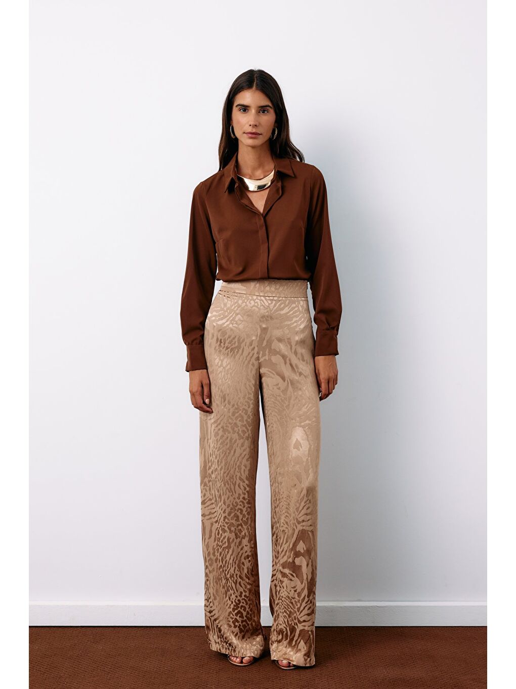 Kahverengi Klasik Düz Gömlek - Kahve