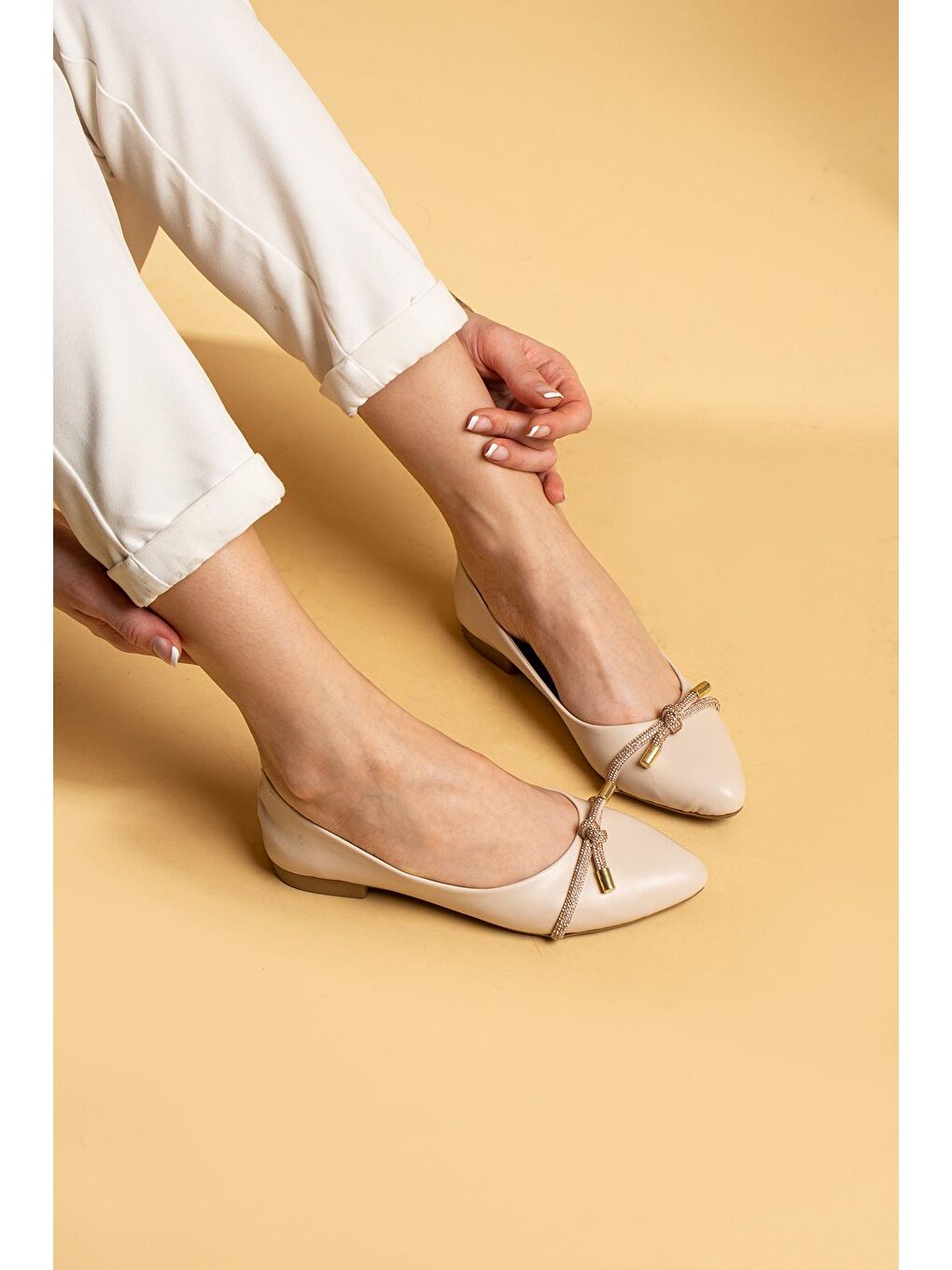 Bej Fiyonklu Rahat Taban Kadın Babet 025-751-23-1