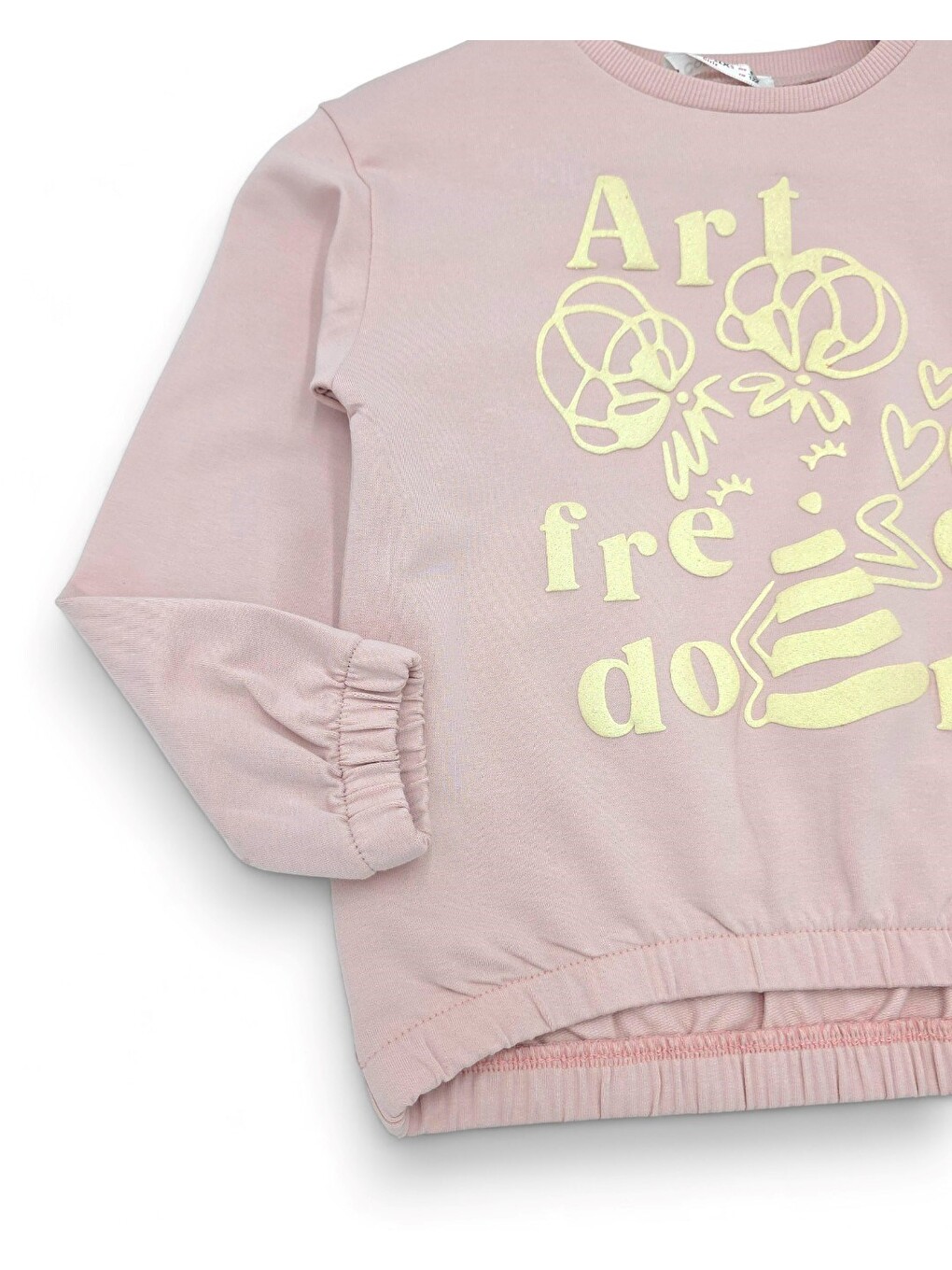 Pembe Kız Çocuk Kalp Baskılı Taytlı, Mevsimlik, 2-10 Yaş Sweatshirtlü Alt Üst Taytlı Takım-3