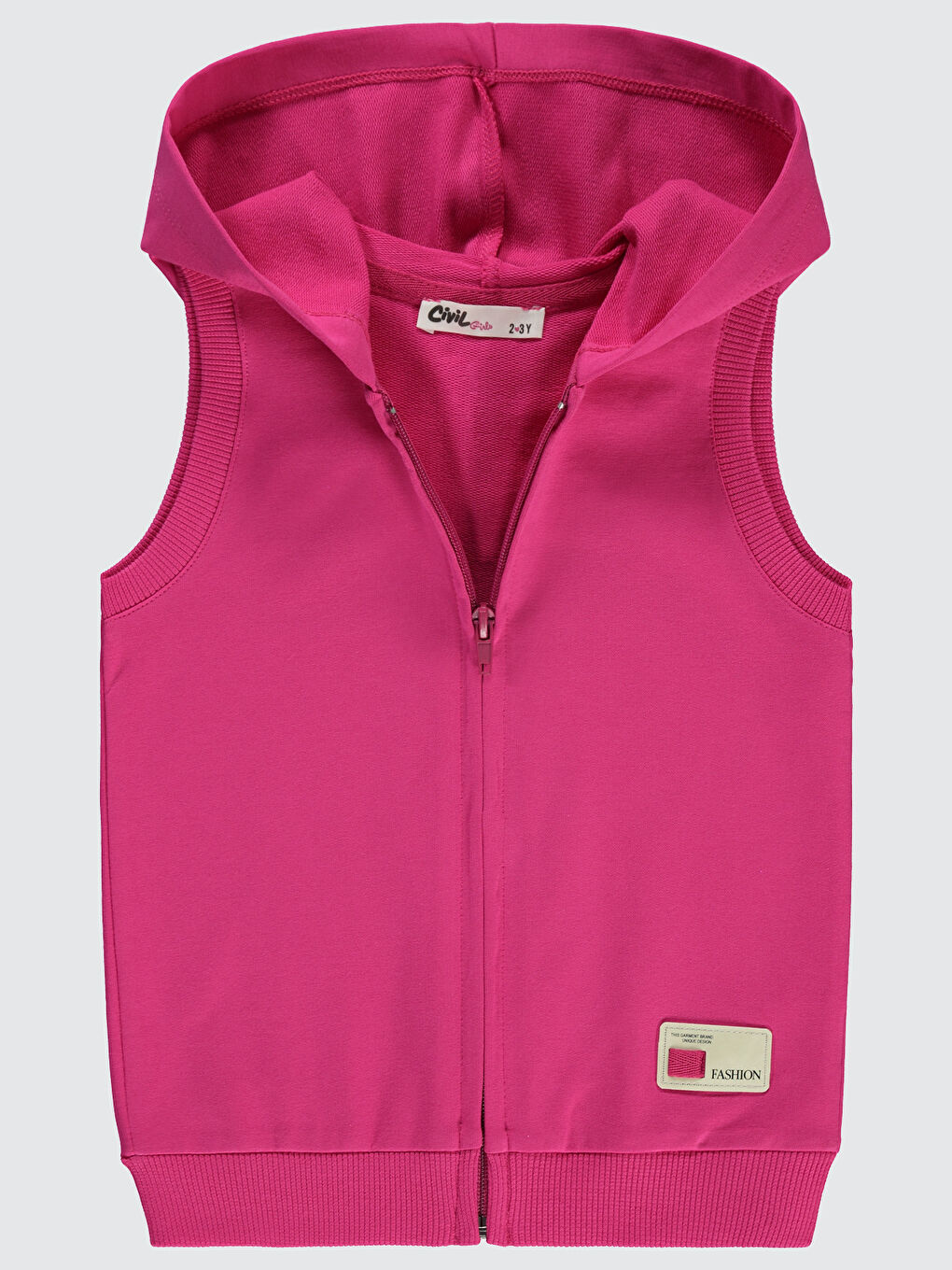 Girls Kız Çocuk Kapüşonlu Yelek 2 5 Yaş Koyu Fuşya-1