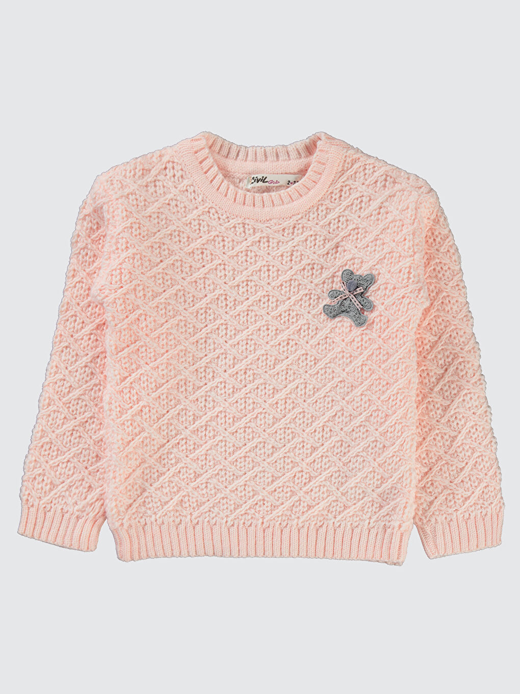 Pembe Kız Çocuk Kazak 2-5 Yaş Somon