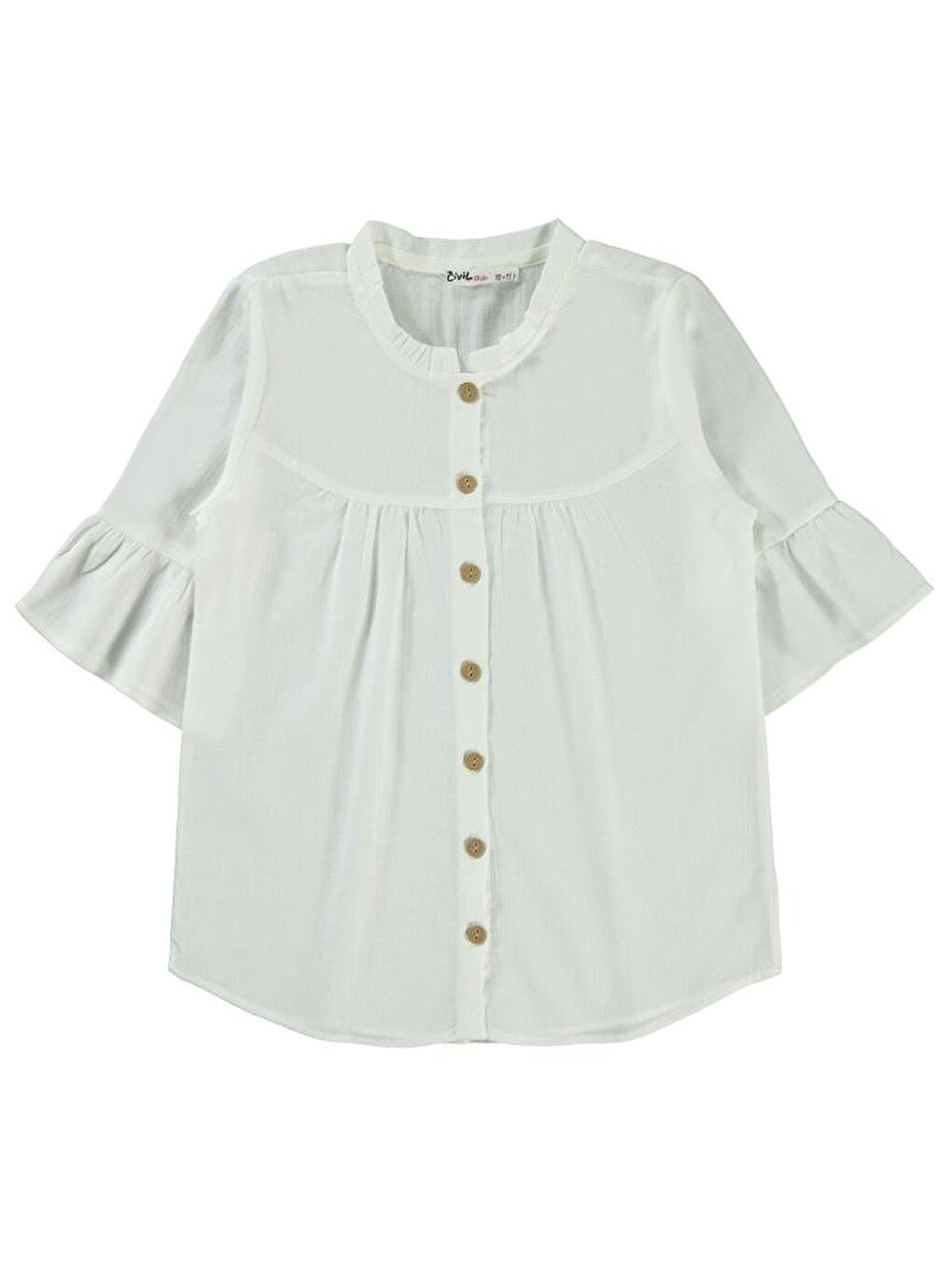 Beyaz Girls Valon Kol 10-13 Yaş Gömlek