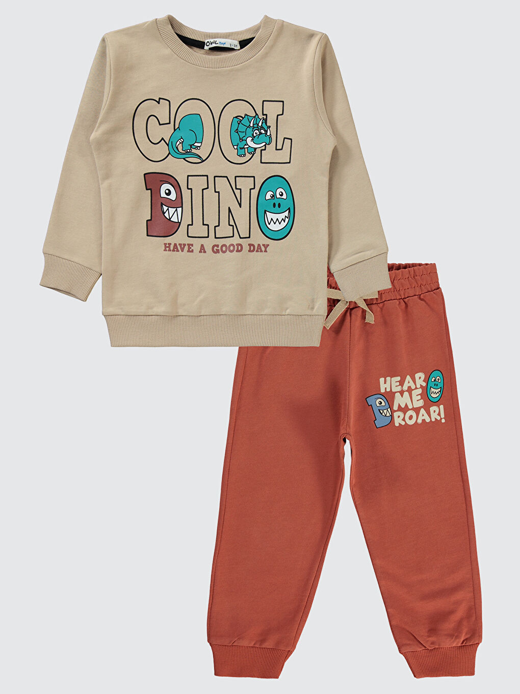 Bej Erkek Çocuk Eşofman Takımı 2-5 Yaş Taş Rengi