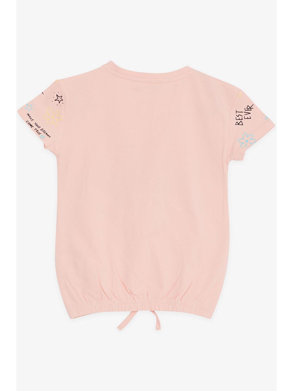 Pembe Kız Çocuk Tişört Renkli Yazı Baskılı Rüya Temalı Somon (5-10 Yaş)-4