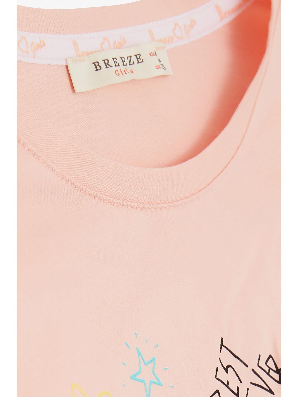Pembe Kız Çocuk Tişört Renkli Yazı Baskılı Rüya Temalı Somon (5-10 Yaş)-5