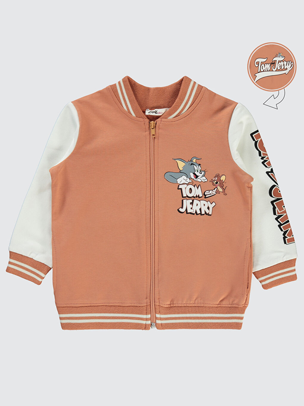 Kahverengi Tom And Jerry Kız Çocuk Hırka 2-5 Yaş İtalyan Kili