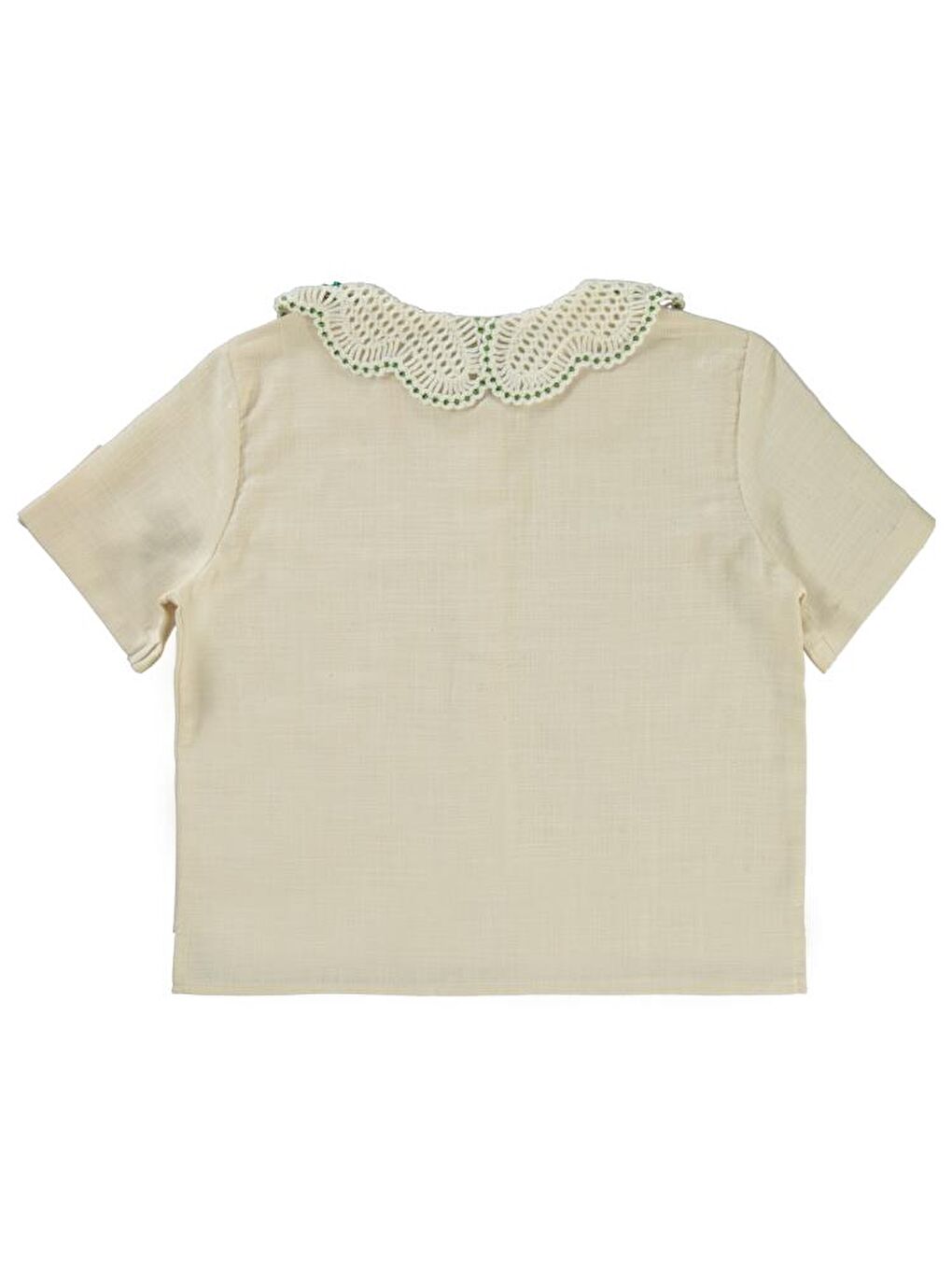 Ekru Girls Yaka Aksesuarlı 10-13 Yaş Gömlek