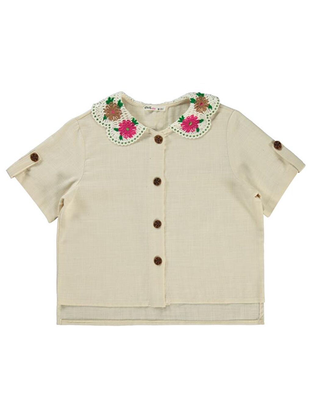 Ekru Girls Yaka Aksesuarlı 10-13 Yaş Gömlek-2
