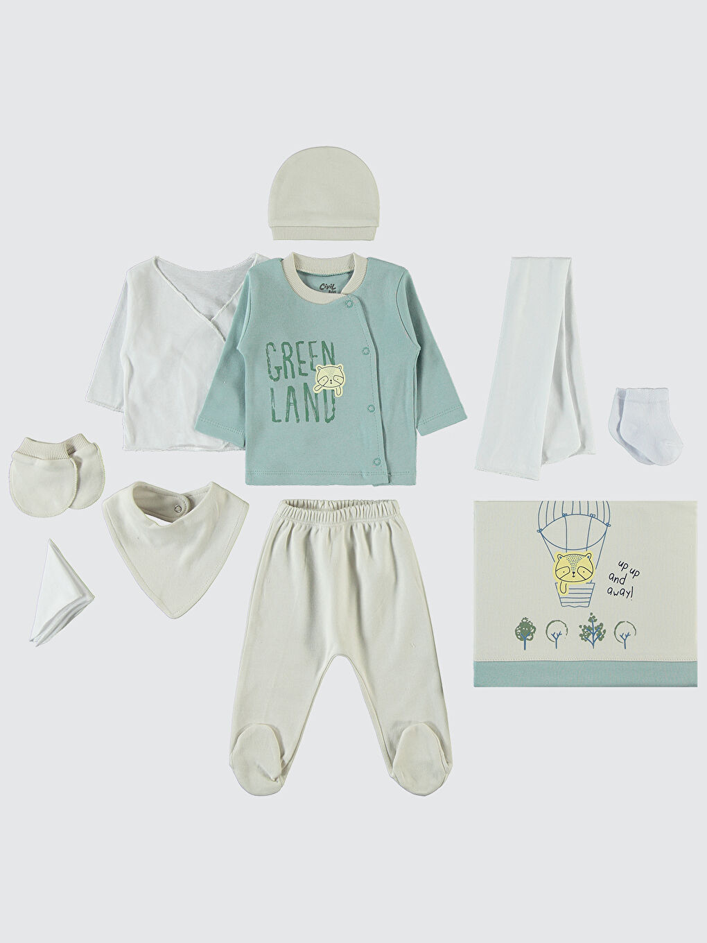 Baby Erkek Bebek 10'lu Zıbın Setleri 0-1 Ay Bej