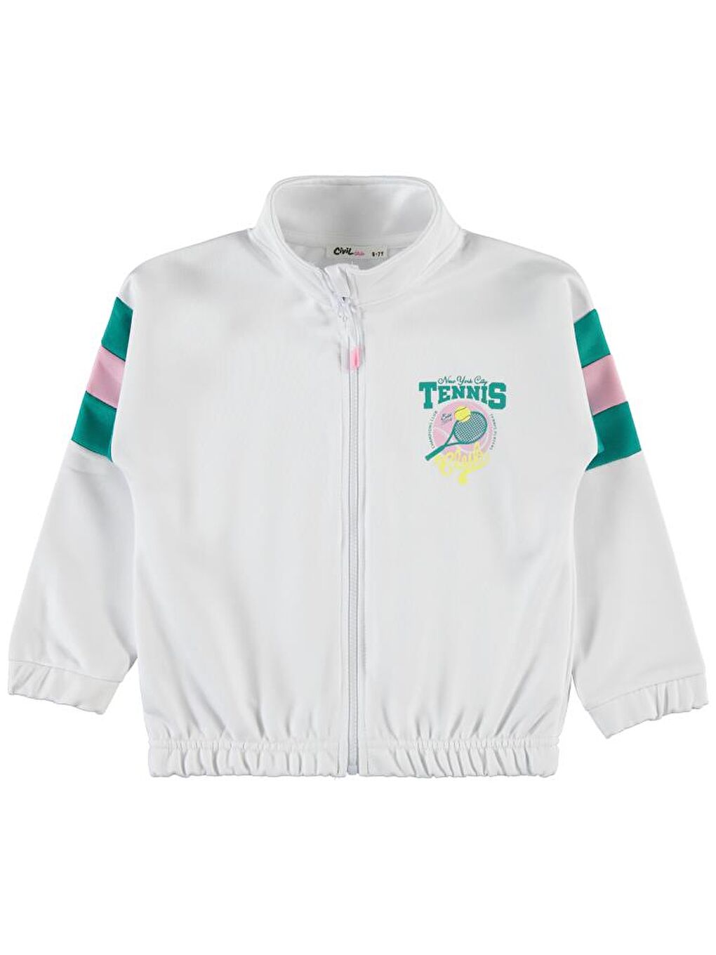 Beyaz Girls Tenis Baskılı 6-9 Yaş Hırka-2