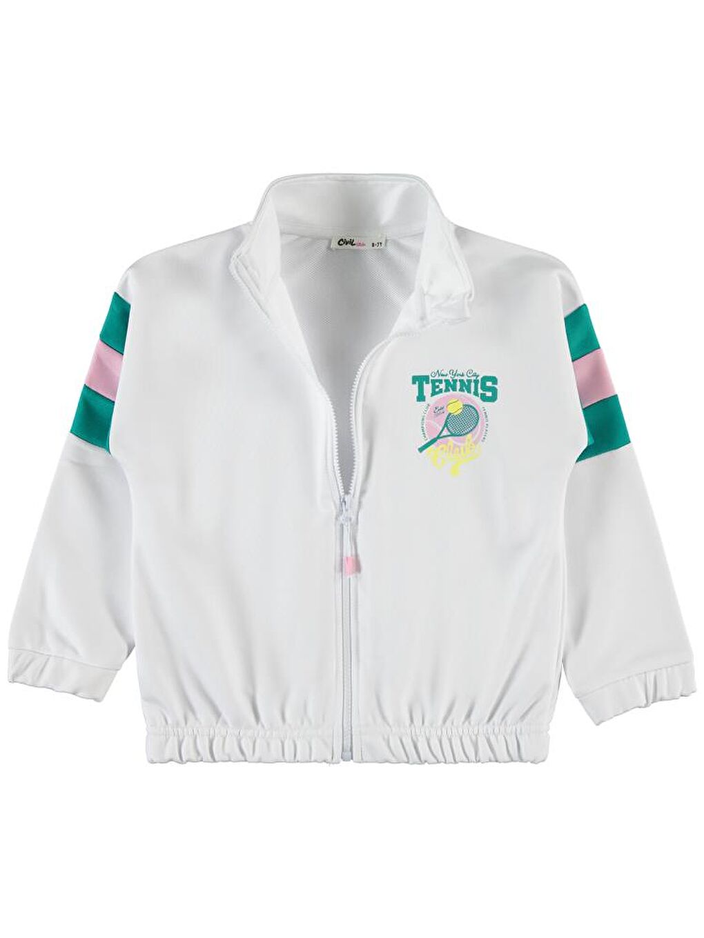 Beyaz Girls Tenis Baskılı 6-9 Yaş Hırka-1