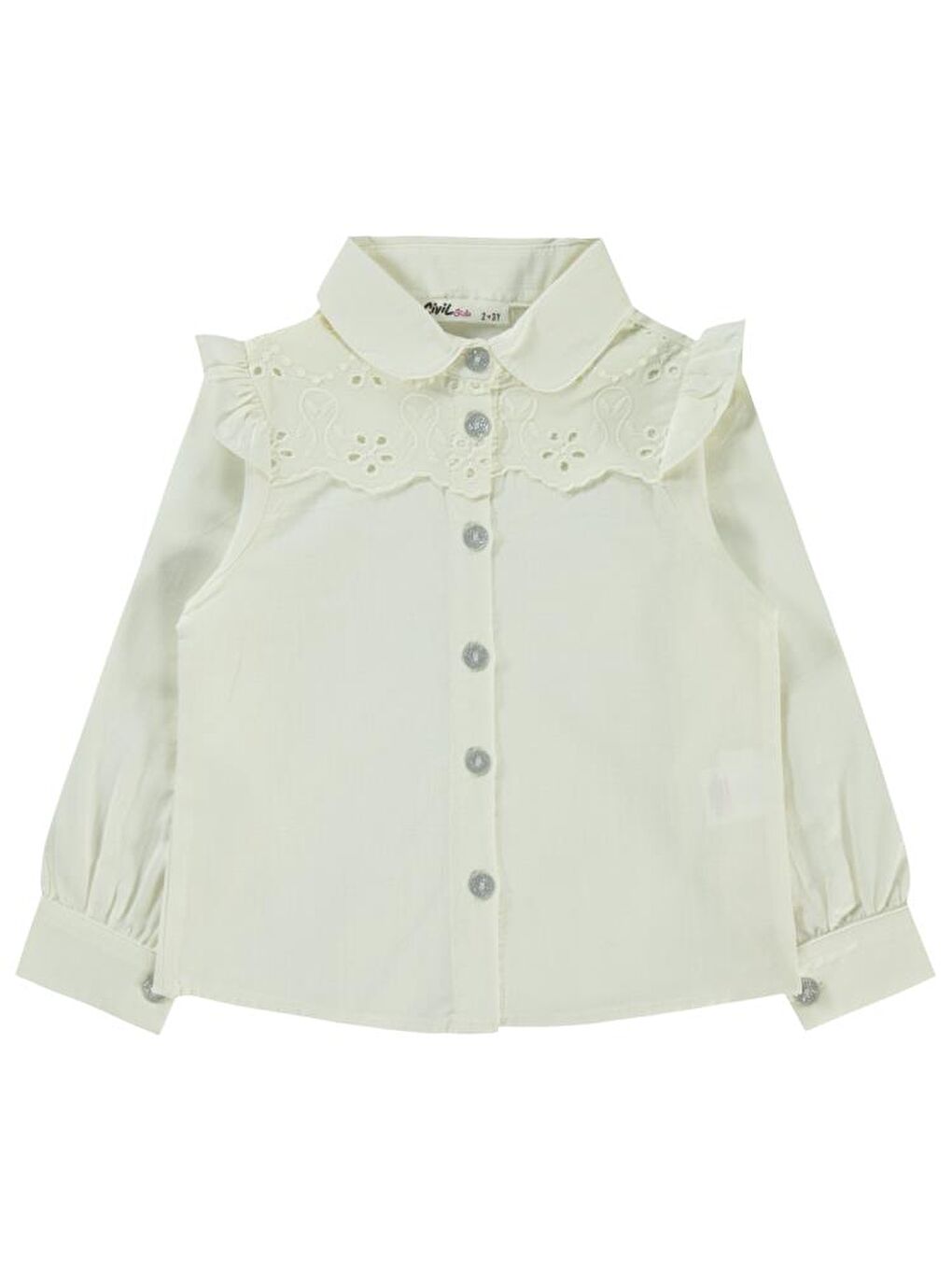 Ekru Girls Brodeli 2-5 Yaş Gömlek-1