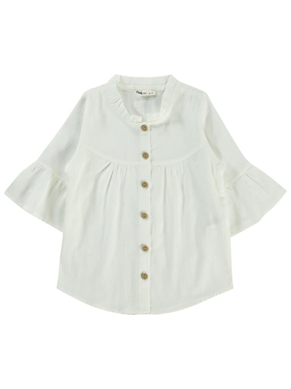 Beyaz Girls Valon Kol 6-9 Yaş Gömlek