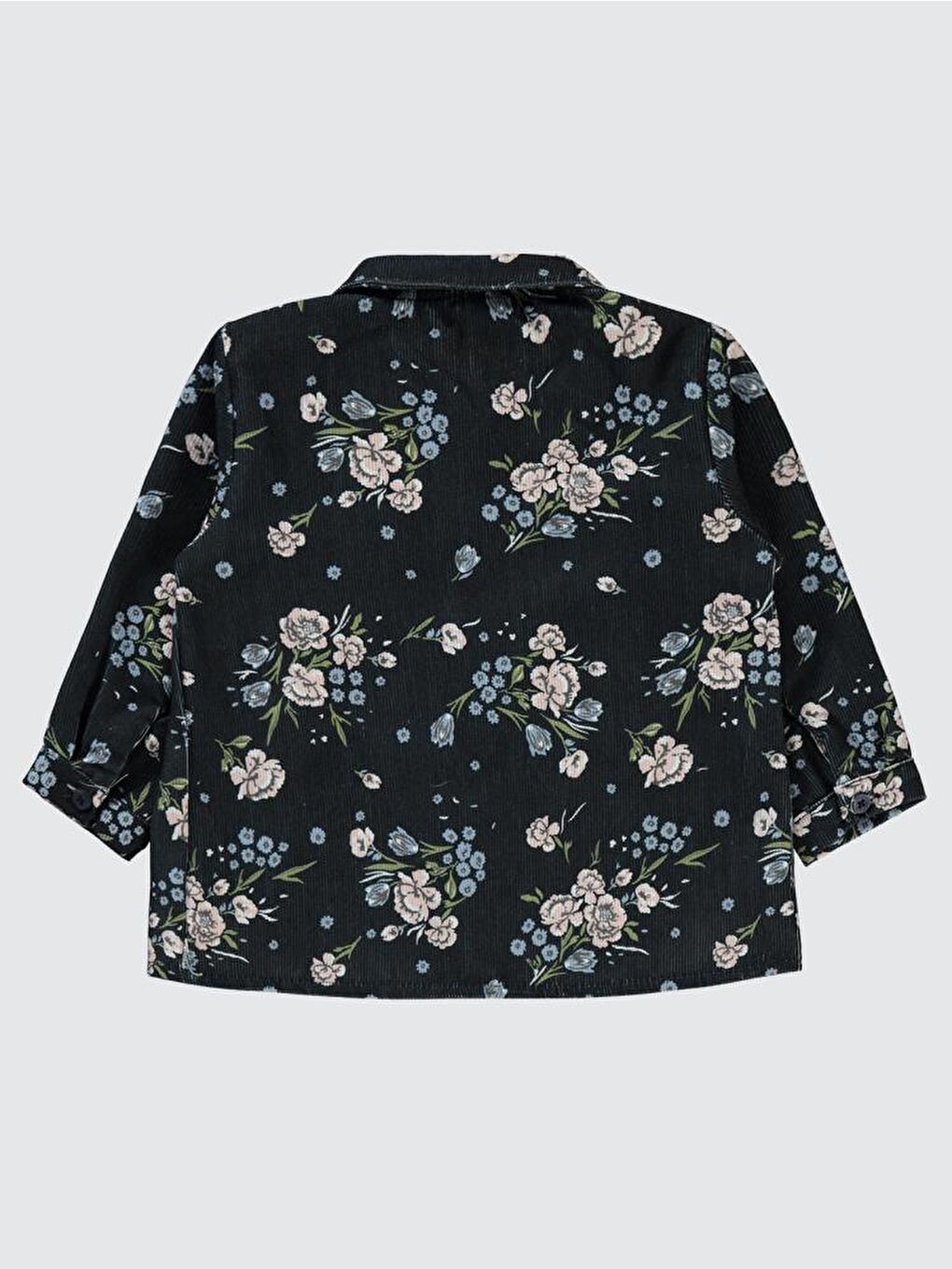 Lacivert Baby Çiçek Empirmeli 6-18 Ay Gömlek-1