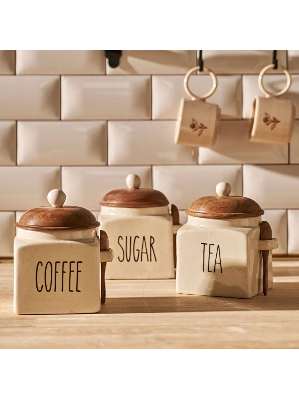 Ekru Sucre Seramik Kavanoz Krem (800 ml)-5