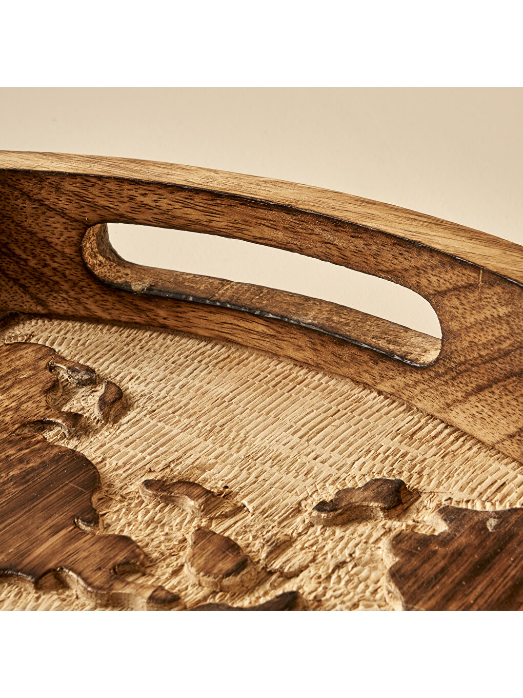 Bej Tina Mango Ağacı Dekoratif Tepsi Naturel (45x5x45 cm)-2