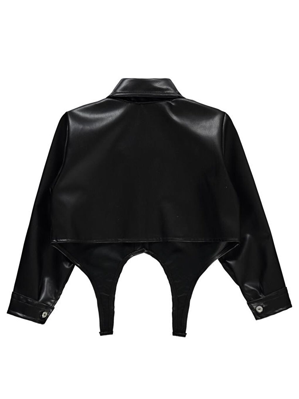 Siyah Girls Önü Bağlamalı Deri 2-5 Yaş Gömlek-1