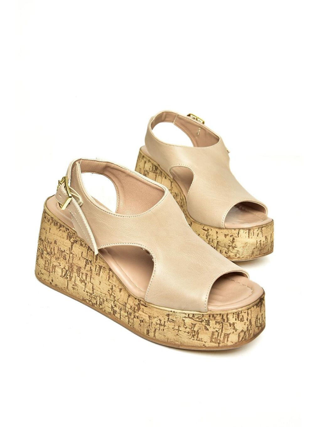 Bej U9967550 Ten Kadın Dolgu Topuklu Ayakkabı-1