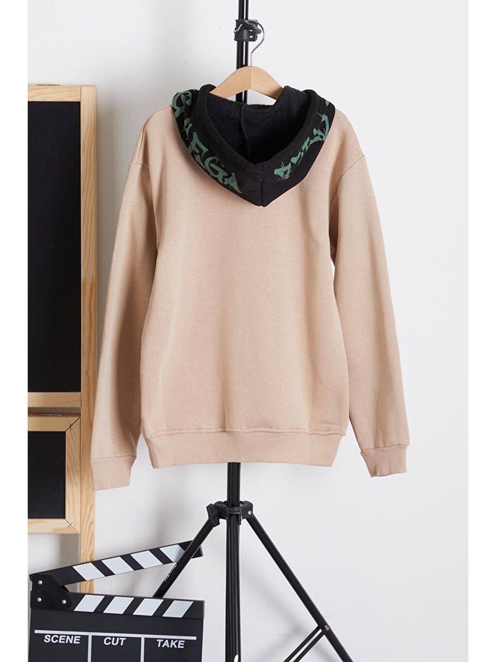 Ekru Erkek Çocuk Kapüşonlu Kanguru Cepli Sweatshirt 14162-2