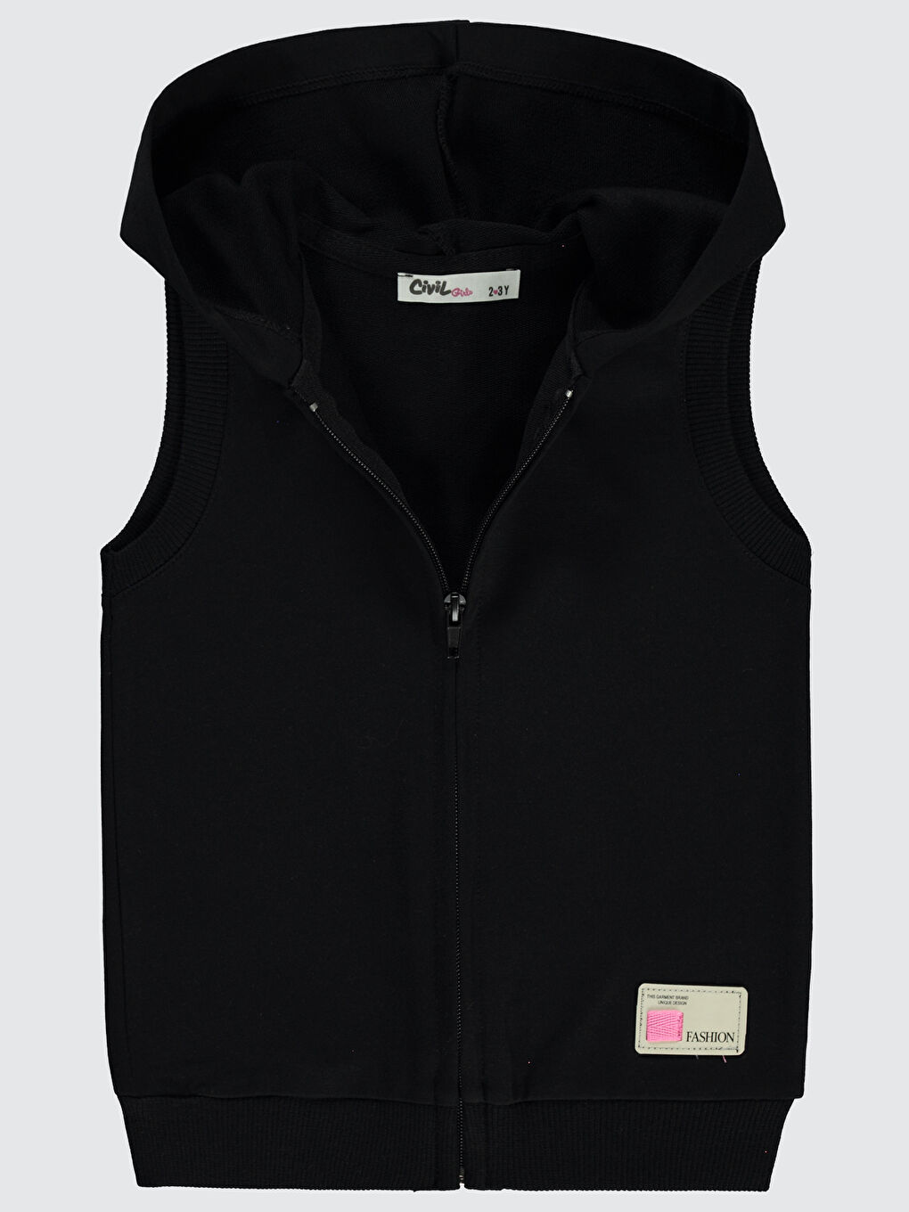 Kız Çocuk Kapüşonlu Yelek 2-5 Yaş Siyah-1