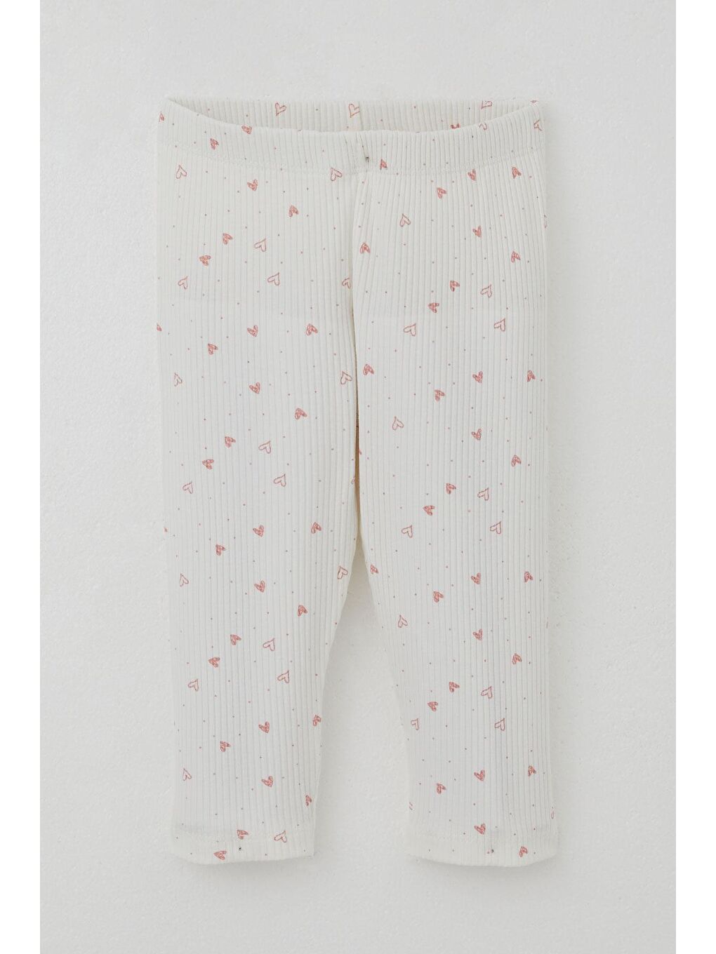 Kız Çocuk Taytlı Takım Minik Kalpler Desenli Yazı Baskılı Fırfırlı Ekru (2-6 Yaş)-6