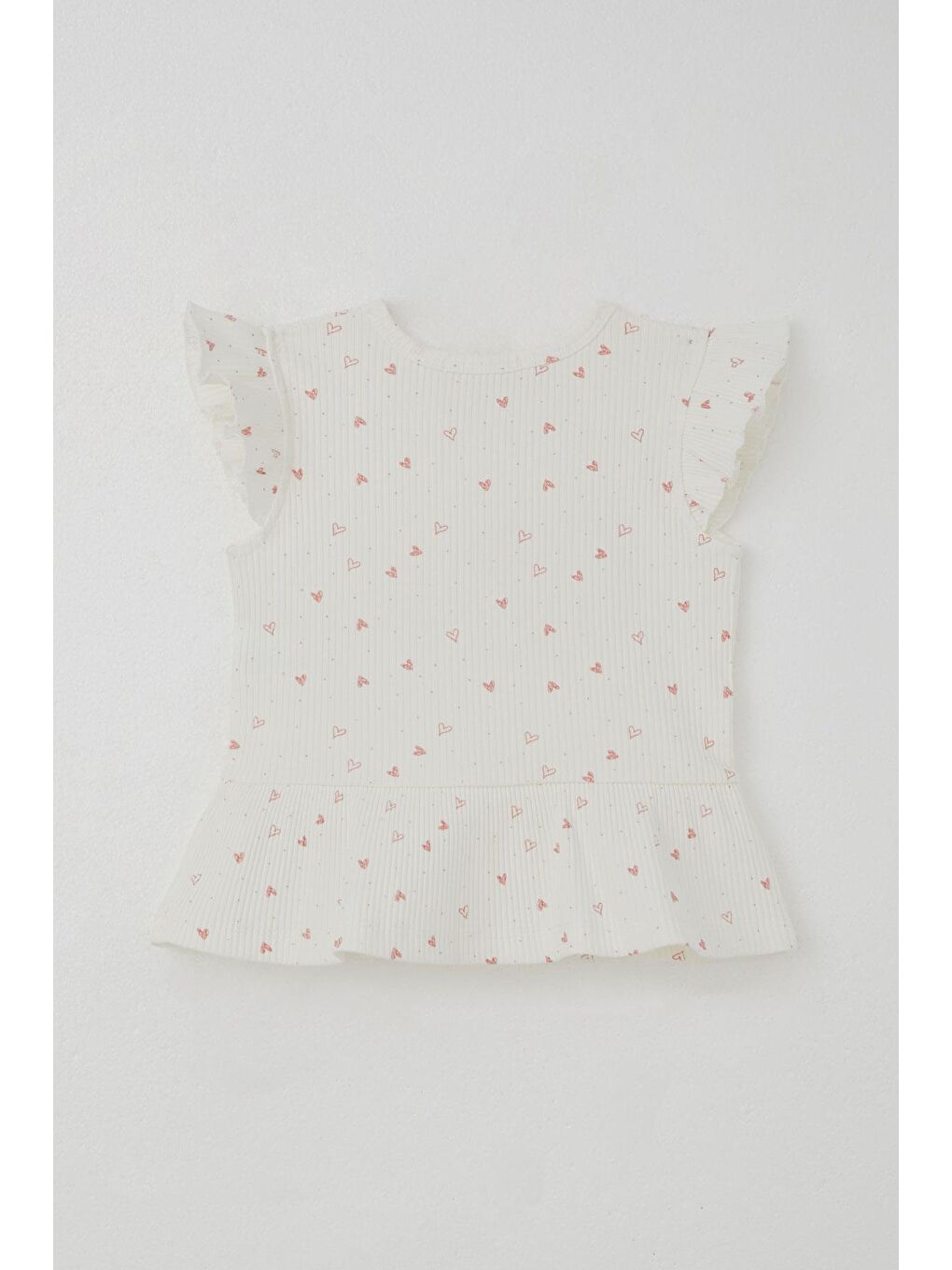 Kız Çocuk Taytlı Takım Minik Kalpler Desenli Yazı Baskılı Fırfırlı Ekru (2-6 Yaş)-7