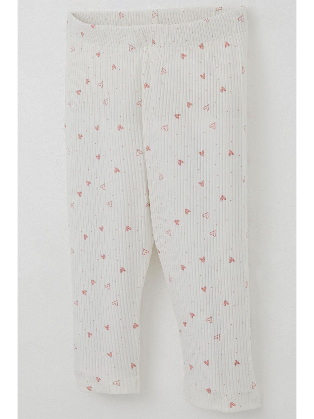 Kız Çocuk Taytlı Takım Minik Kalpler Desenli Yazı Baskılı Fırfırlı Ekru (2-6 Yaş)-9