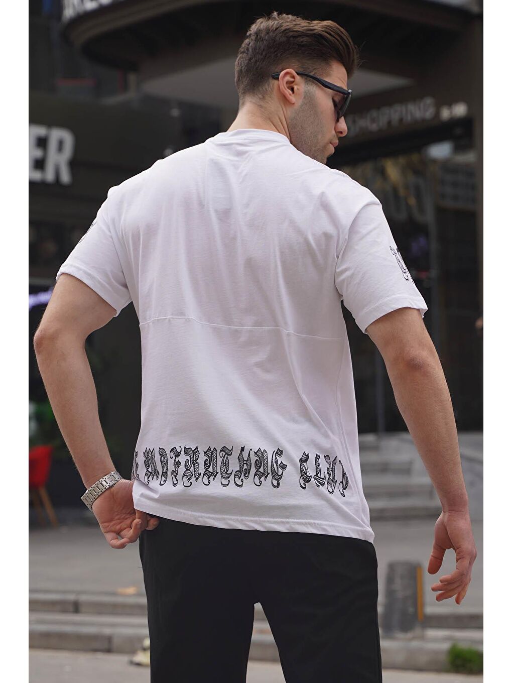 Beyaz Bisiklet Yaka Erkek %100 Pamuk Tişört 6112-1