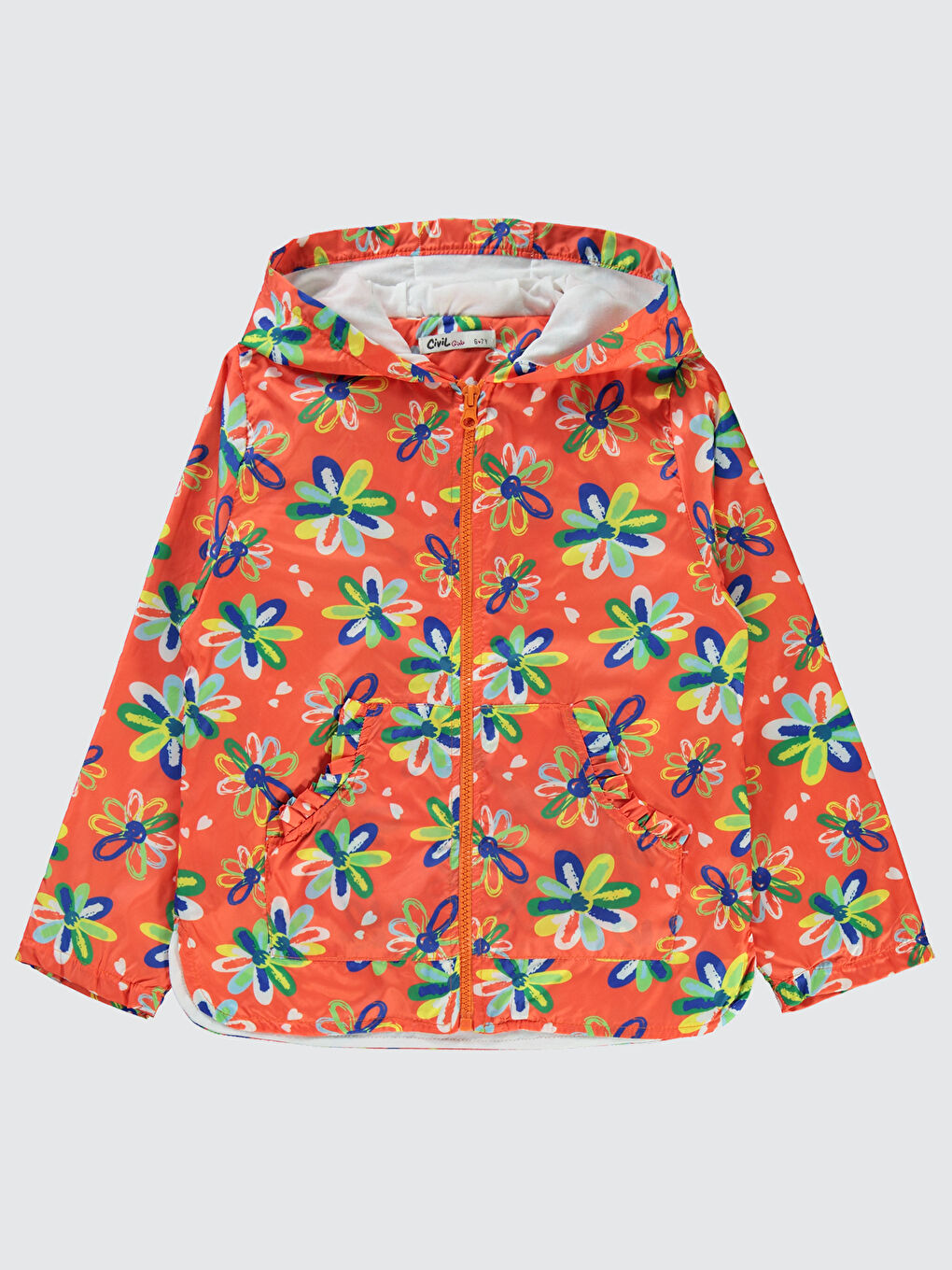 Turuncu Girls Kız Çocuk Yağmurluk 6-9 Yaş Oranj