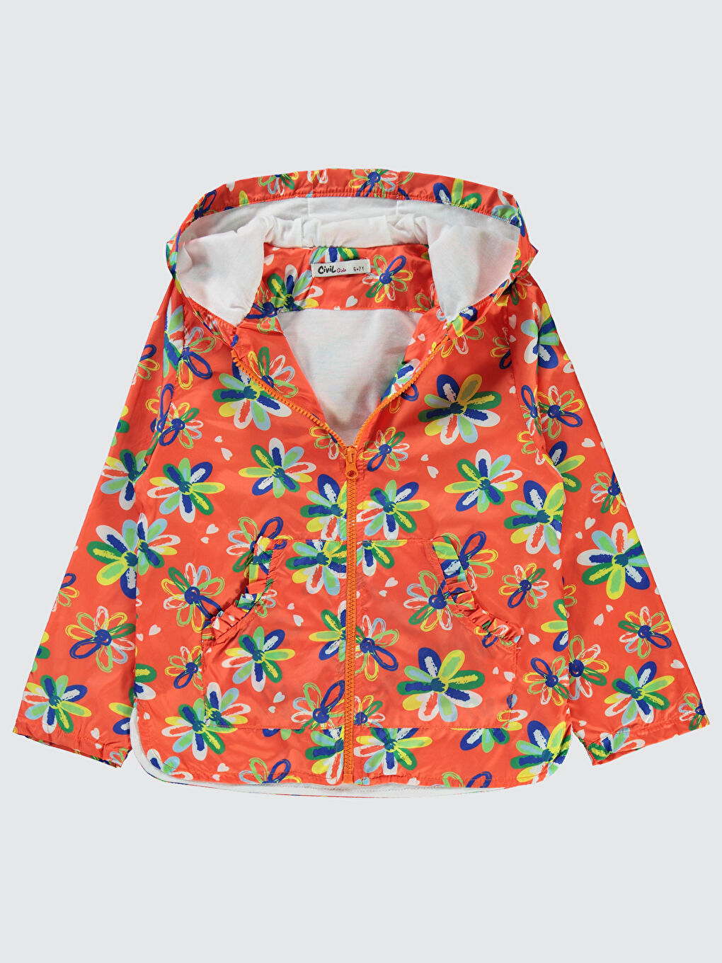 Turuncu Girls Kız Çocuk Yağmurluk 6-9 Yaş Oranj-1