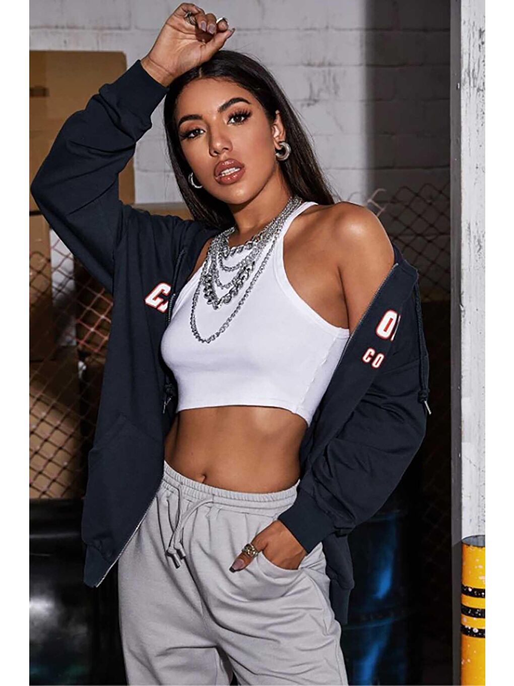 Lacivert Kapüşonlu Sweatshirt Mg804