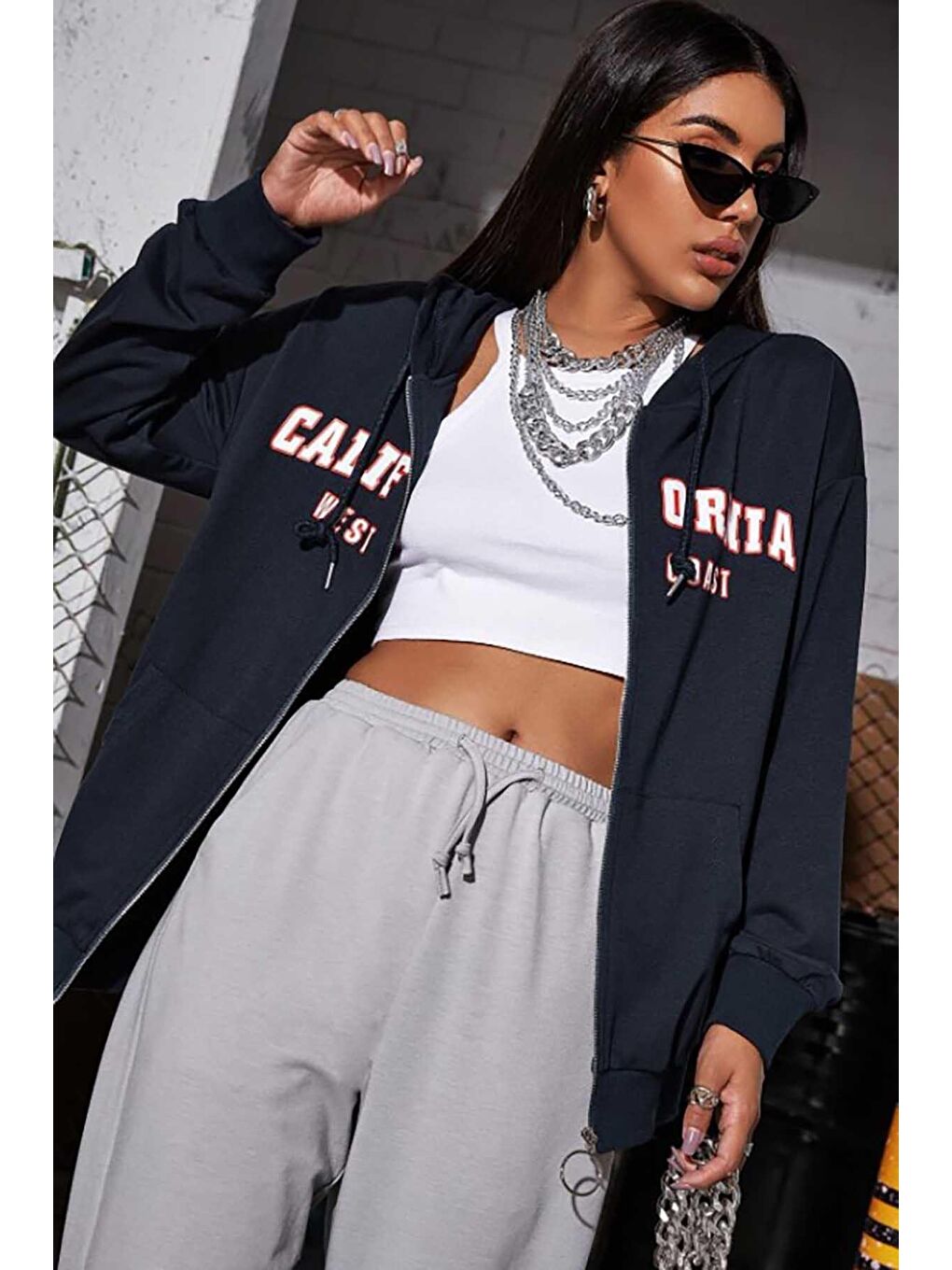 Lacivert Kapüşonlu Sweatshirt Mg804-1