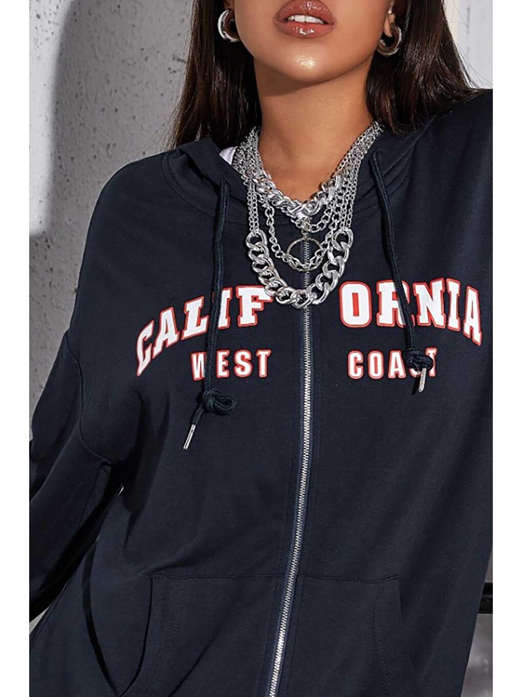 Lacivert Kapüşonlu Sweatshirt Mg804-2