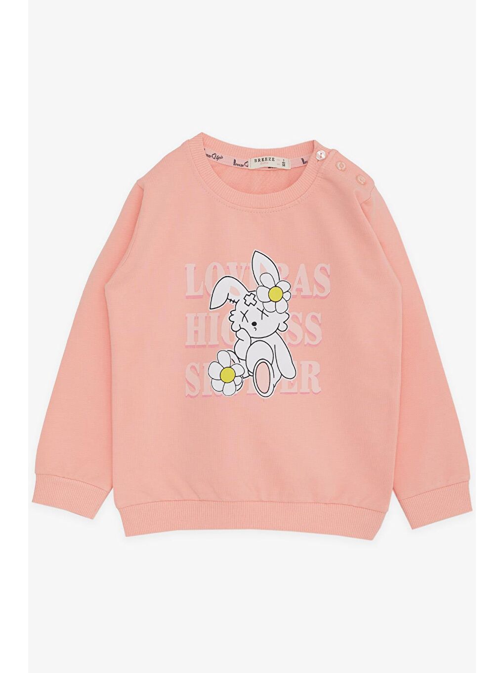 Pembe Kız Çocuk Sweatshirt Tavşancık Baskılı Somon (1.5-5 Yaş)