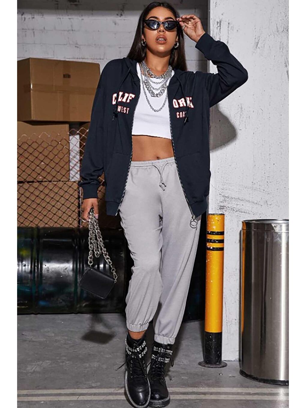 Lacivert Kapüşonlu Sweatshirt Mg804-3