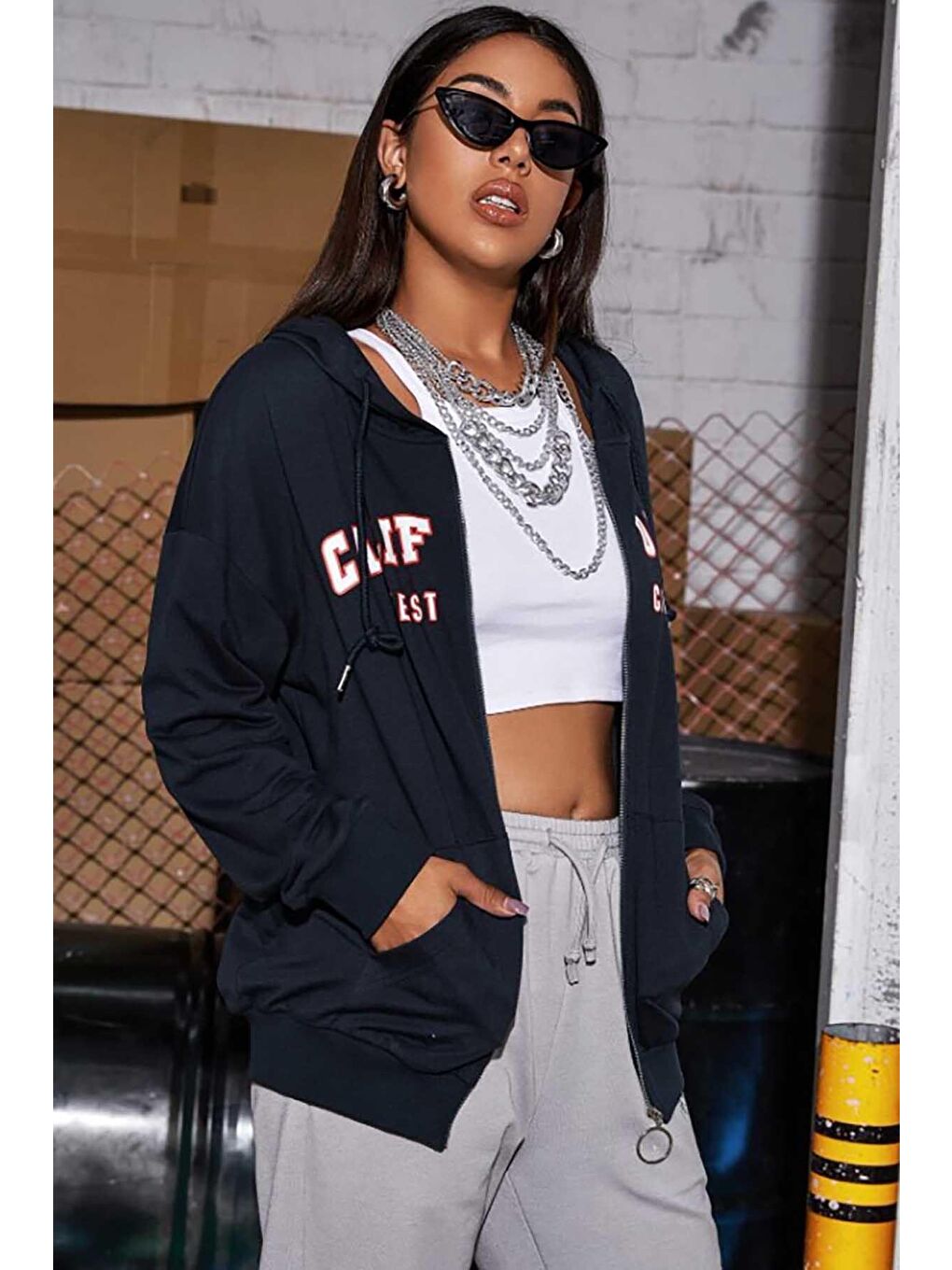 Lacivert Kapüşonlu Sweatshirt Mg804-4