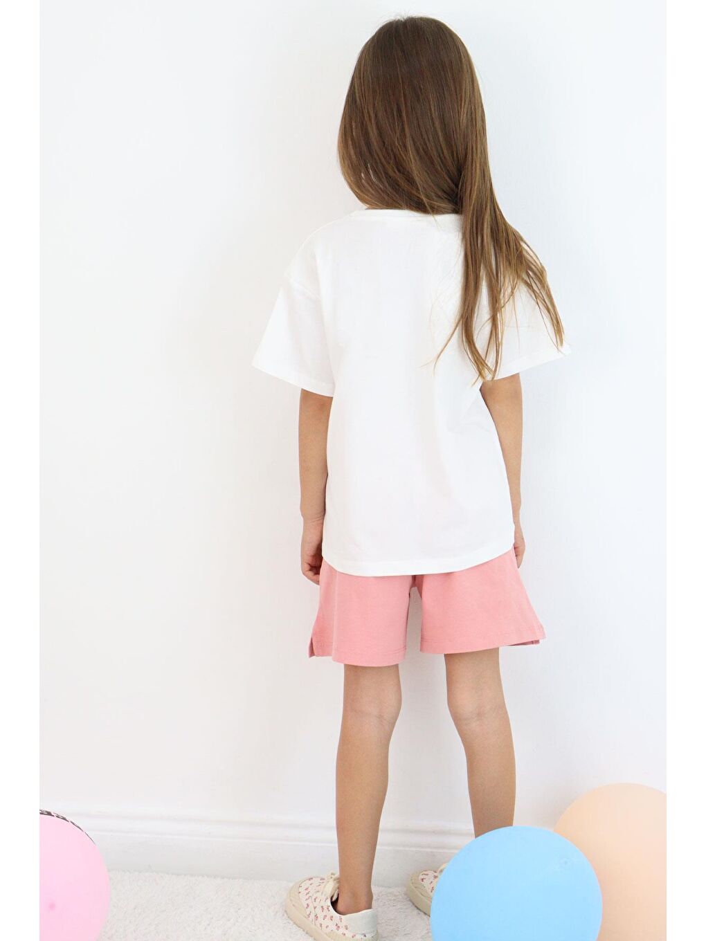 Kız Çocuk Şortlu Takım Örgü Çiçek İşlemeli Ekru (9 Yaş)-2