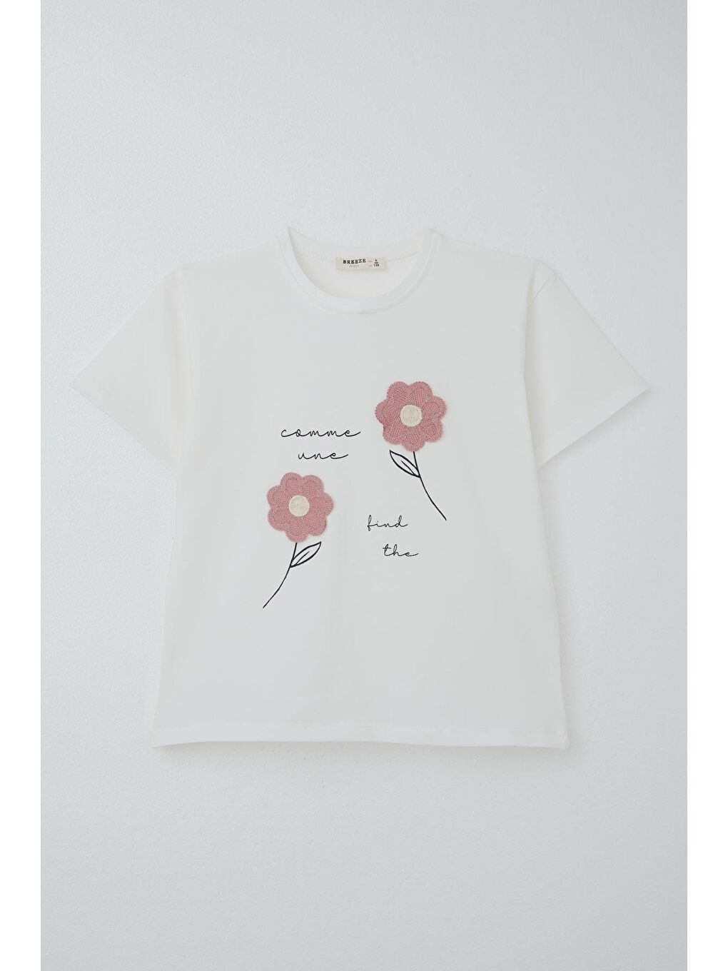 Kız Çocuk Şortlu Takım Örgü Çiçek İşlemeli Ekru (9 Yaş)-6