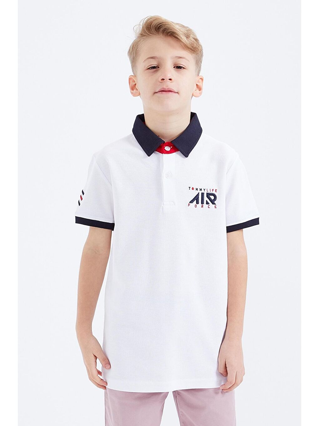 TOMMYLIFE Beyaz Air Yazılı Standart Kalıp Polo Yaka Erkek Çocuk T-Shirt  - 10894 - 2