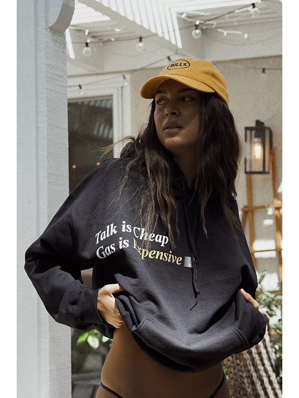 Siyah Baskılı Oversize  Kapüşonlu Sweatshirt MG1573-1